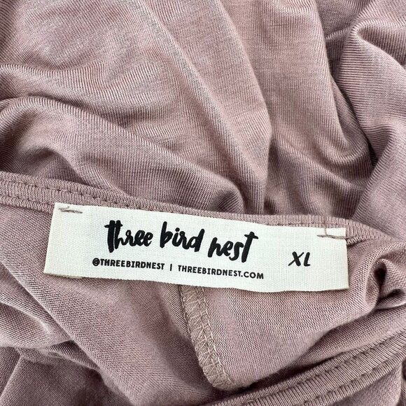 Three Bird Nest XL Pink Soft Stretch Knit Long Sleeve Open Back Boho Mini Dress - Picture 2 of 11